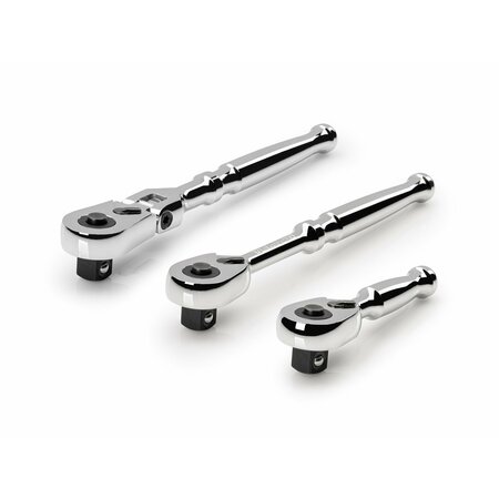 TEKTON 3/8 Inch Drive Quick-Release Small Body Ratchet Set 3-Piece SRH99122